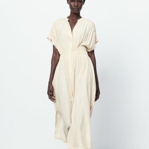 ZARA WRINKLE LOOK RUSTIC DRESS - (Ecru color)